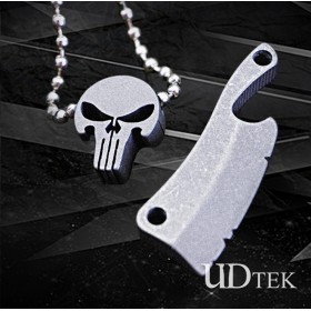 Titanium alloy no logo skull keychain necklace gift butcher knife EDC tool with bottle opener UD19014